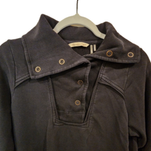 SOFT Surroundings Womens Black French Terry Sweatshirt Size M Snap Neck Henley